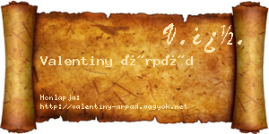 Valentiny Árpád névjegykártya