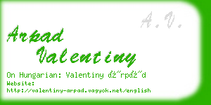 arpad valentiny business card